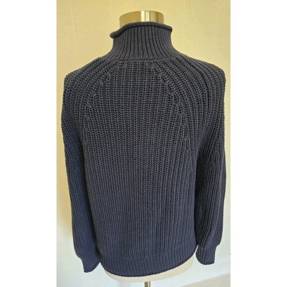 J Crew Womens Relaxed Rollneck Sweater Size XS Navy Blue Cotton - Picture 3 of 7